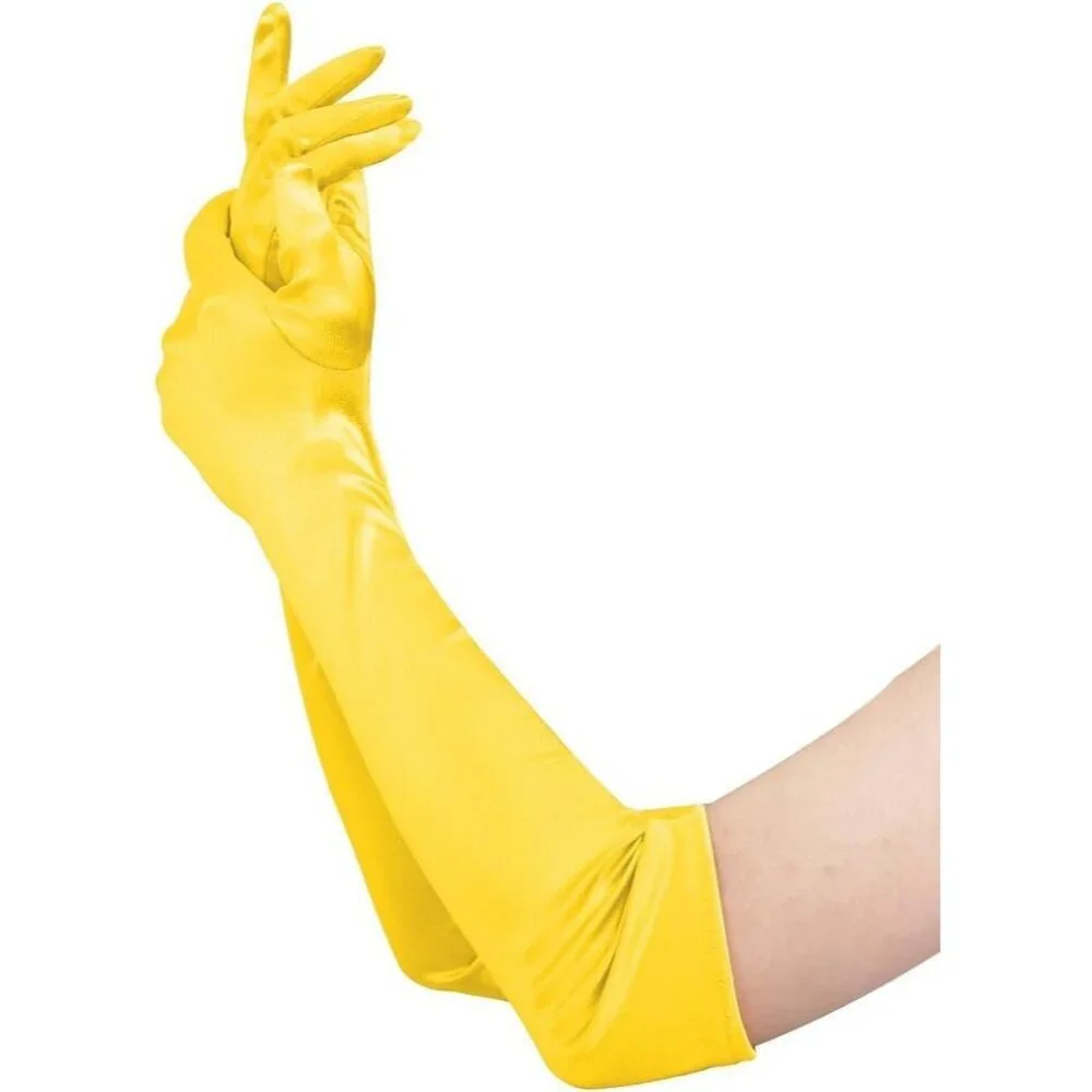 Women's Satin Dark Yellow Long Gloves Costumes Elbow Length Evening Party Prom